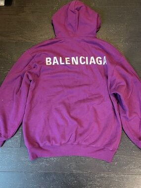 Balenciaga Purple Pullover Drawstring Hoodie logo print SMALL classic hoodie top